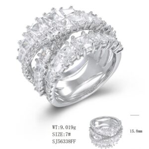 SJ56338, Ladies' Moissanite Ring, S925, Rhodium Plated, White, 9.5g