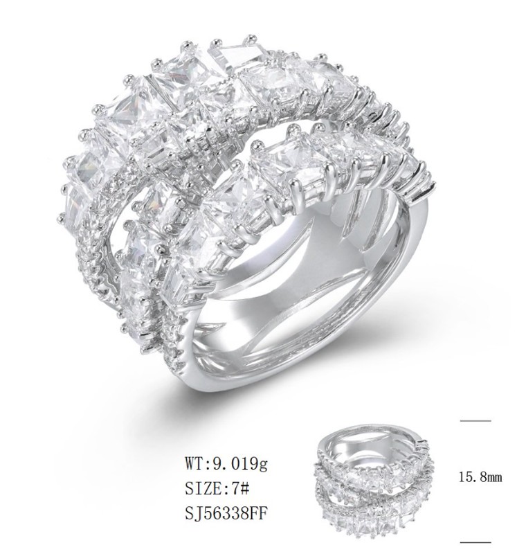 SJ56338, Ladies' Moissanite Ring, S925, Rhodium Plated, White, 9.5g