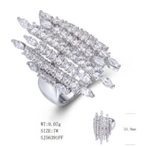 SJ56391, Ladies' Moissanite Ring, S925, Rhodium Plated, White, 8.51g