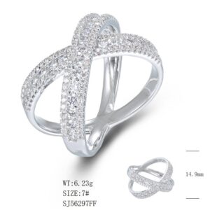 SJ56297, Ladies' Moissanite Ring, S925, Rhodium Plated, White, 6.45g