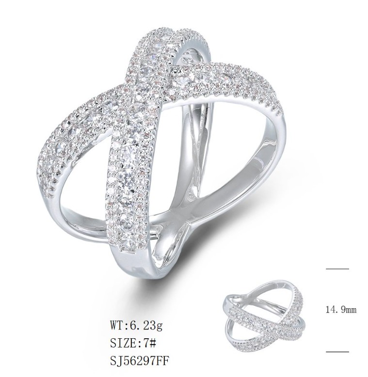 SJ56297, Ladies' Moissanite Ring, S925, Rhodium Plated, White, 6.45g