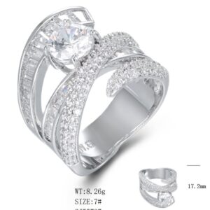 SJ55737, Ladies' Moissanite Ring, S925, Rhodium Plated, White, 8.68g