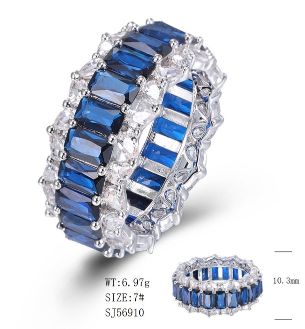 SJ56910, Ladies' Moissanite Ring, S925, Rhodium Plated, White, 7.51g