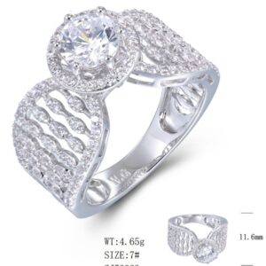 SJ53023, Ladies' Moissanite Ring, S925, Rhodium Plated, White, 4.39g
