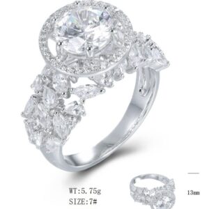SJ55736, Ladies' Moissanite Ring, S925, Rhodium Plated, White, 5.52g