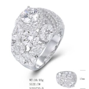 SJ55733, Ladies' Moissanite Ring, S925, Rhodium Plated, White, 11.05g