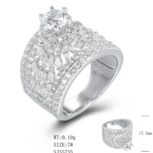SJ55735, Ladies' Moissanite Ring, S925, Rhodium Plated, White, 8.82g