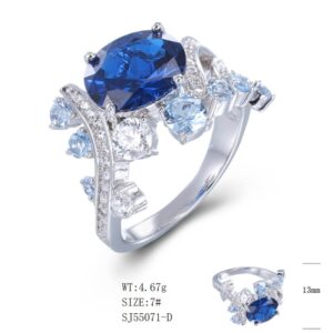SJ55071, Ladies' Moissanite Ring, S925, Rhodium Plated, White, 4.5g