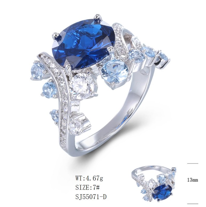 SJ55071, Ladies' Moissanite Ring, S925, Rhodium Plated, White, 4.5g