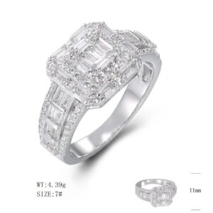 SJ50610, Ladies' Moissanite Ring, S925, Rhodium Plated, White, 4.77g