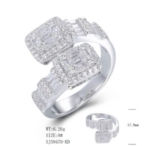 SJ59470, Ladies' Moissanite Ring, S925, Rhodium Plated, White, 6.22g