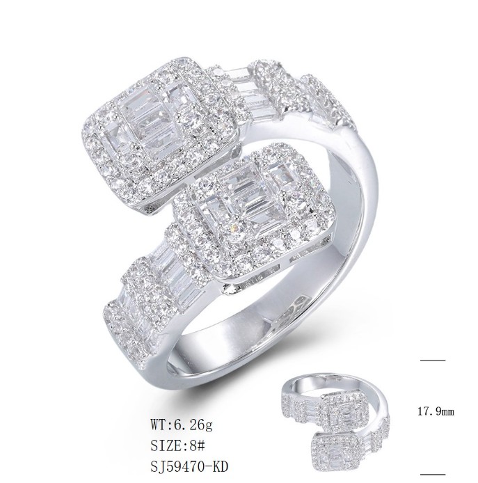 SJ59470, Ladies' Moissanite Ring, S925, Rhodium Plated, White, 6.22g