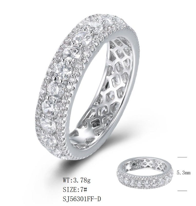 SJ56301, Ladies' Moissanite Ring, S925, Rhodium Plated, White, 3.76g