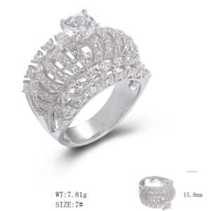 SJ50485, Ladies' Moissanite Ring, S925, Rhodium Plated, White, 8.08g