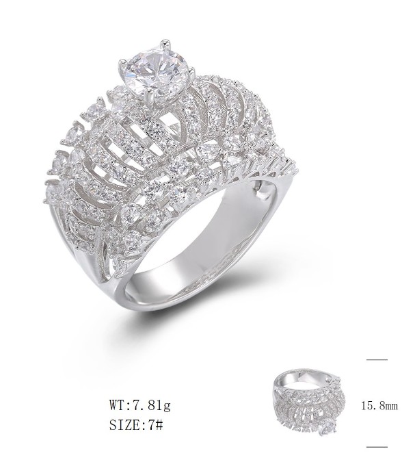 SJ50485, Ladies' Moissanite Ring, S925, Rhodium Plated, White, 8.08g