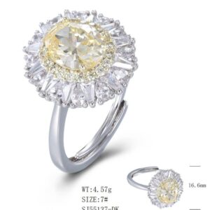 SJ55137, Ladies' Moissanite Ring, S925, Rhodium Plated, White, 4.11g