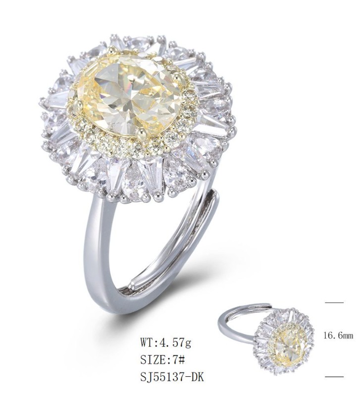 SJ55137, Ladies' Moissanite Ring, S925, Rhodium Plated, White, 4.11g