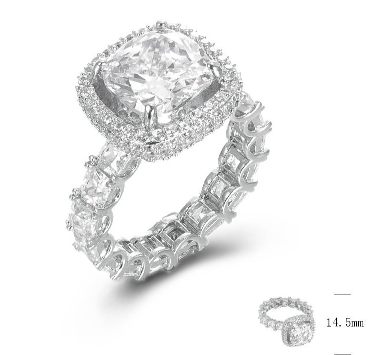 SJ46500, Ladies' Moissanite Ring, S925, Rhodium Plated, White, 8.32g