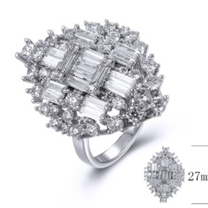 SJ37002, Ladies' Moissanite Ring, S925, Rhodium Plated, White, 5.7g