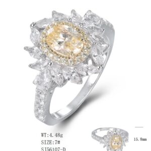 SJ56107, Ladies' Moissanite Ring, S925, Rhodium Plated, White, 4.43g