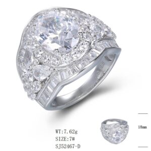 SJ52467, Ladies' Moissanite Ring, S925, Rhodium Plated, White, 7.35g