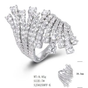 SJ56259, Ladies' Moissanite Ring, S925, Rhodium Plated, White, 10.98g