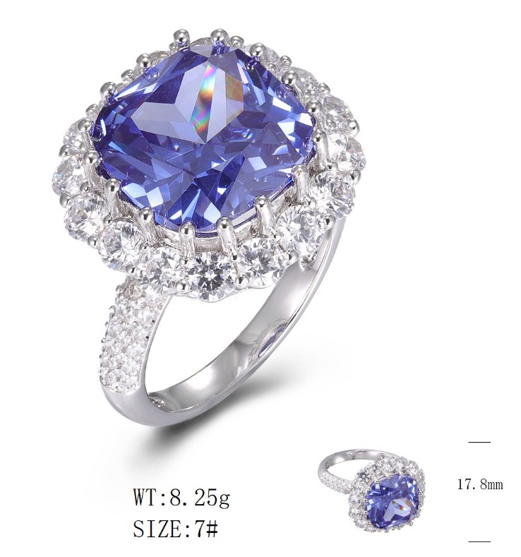 SJ49229, Ladies' Moissanite Ring, S925, Rhodium Plated, White, 7.57g