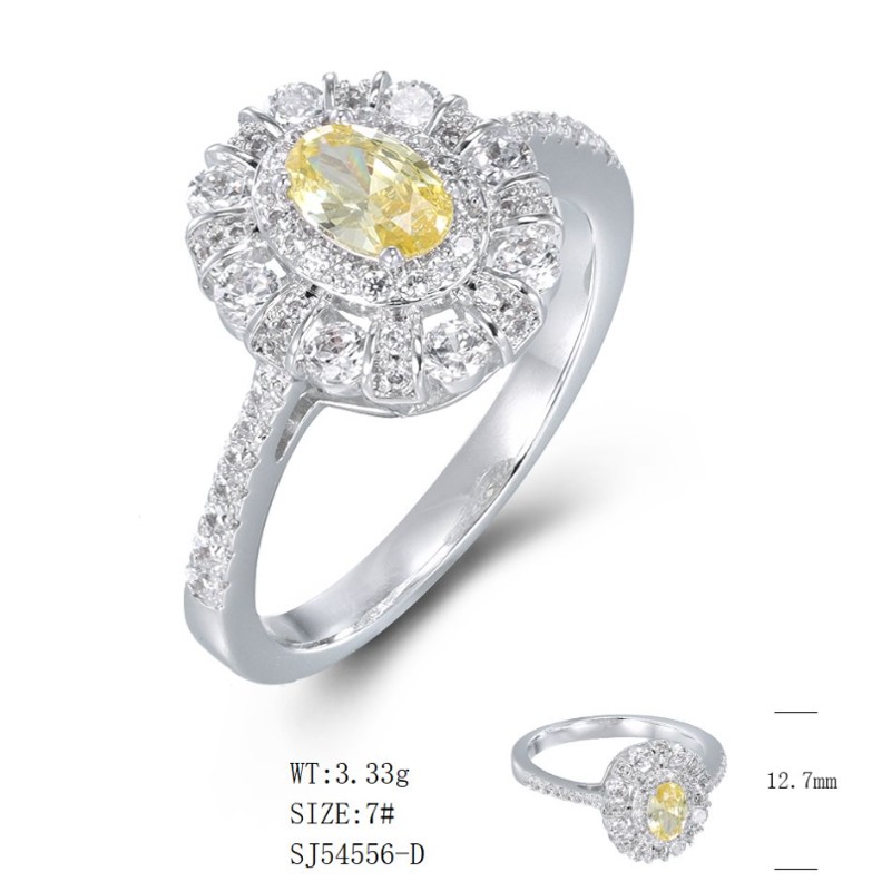 SJ54556, Ladies' Moissanite Ring, S925, Rhodium Plated, White, 3.27g