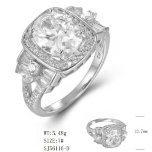 SJ56116, Ladies' Moissanite Ring, S925, Rhodium Plated, White, 4.97g