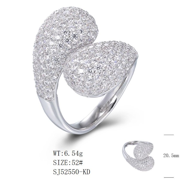 SJ52550, Ladies' Moissanite Ring, S925, Rhodium Plated, White, 7.06g