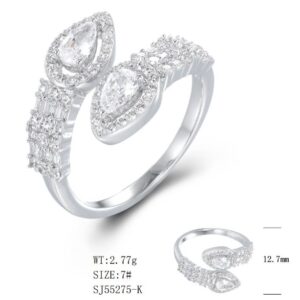 SJ55275, Ladies' Moissanite Ring, S925, Rhodium Plated, White, 2.88g