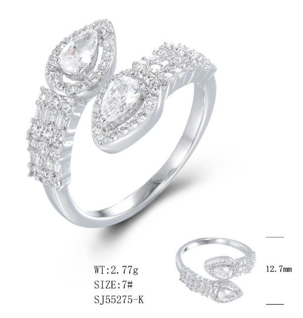 SJ55275, Ladies' Moissanite Ring, S925, Rhodium Plated, White, 2.88g