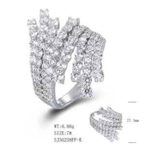 SJ56258, Ladies' Moissanite Ring, S925, Rhodium Plated, White, 7.43g