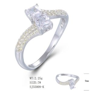 SJ55009, Ladies' Moissanite Ring, S925, Rhodium Plated, White, 2.28g