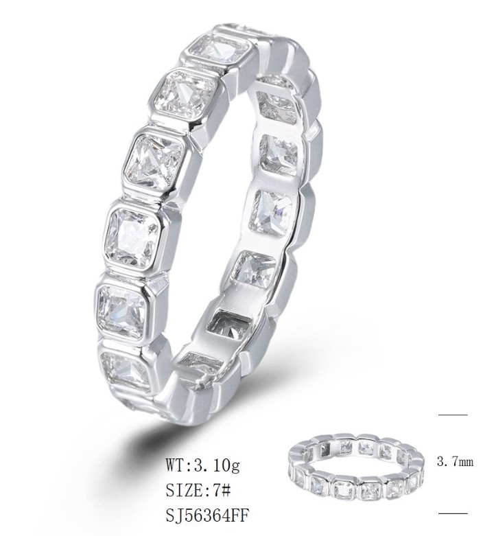 SJ56364, Ladies' Moissanite Ring, S925, Rhodium Plated, White, 2.89g