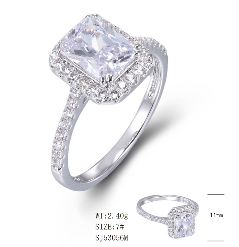 SJ53056, Ladies' Moissanite Ring, S925, Rhodium Plated, White, 2.27g