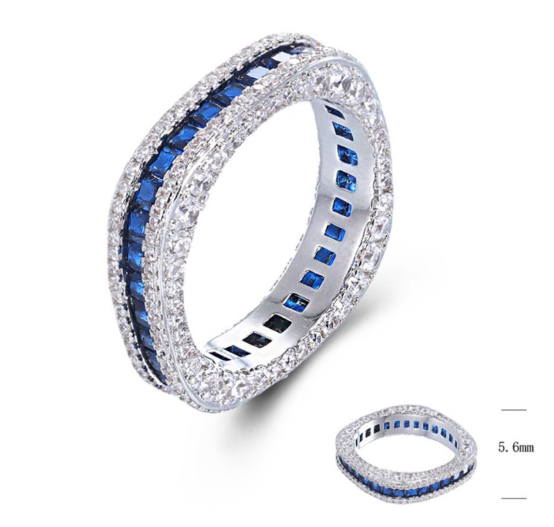 SJ80198, Ladies' Moissanite Ring, S925, Rhodium Plated, White, 4.79g