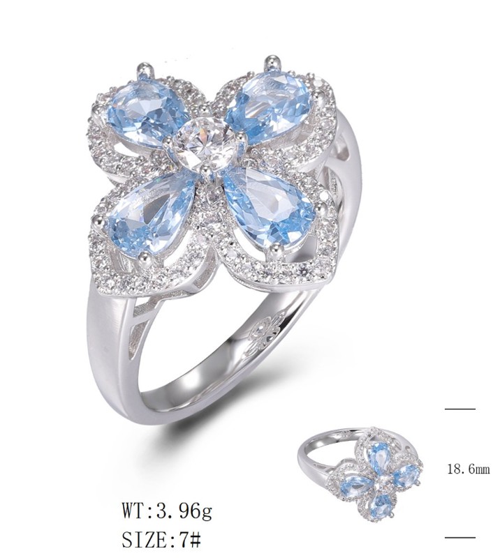 SJ49209, Ladies' Moissanite Ring, S925, Rhodium Plated, White, 4.07g