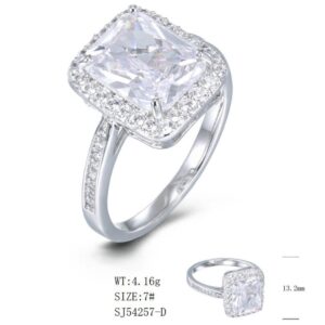 SJ54257, Ladies' Moissanite Ring, S925, Rhodium Plated, White, 3.54g