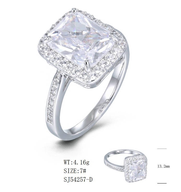 SJ54257, Ladies' Moissanite Ring, S925, Rhodium Plated, White, 3.54g