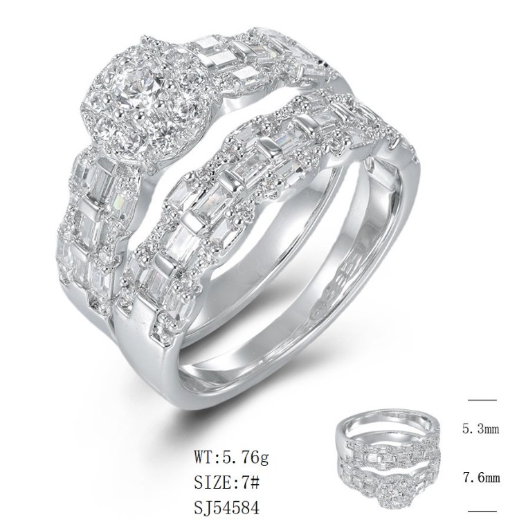 SJ54584, Ladies' Moissanite Ring, S925, Rhodium Plated, White, 6.2g