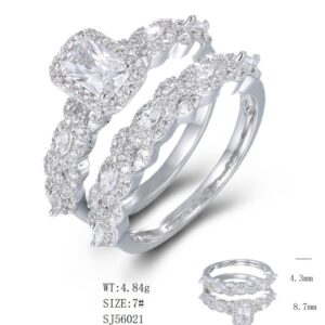 SJ56021, Ladies' Moissanite Ring, S925, Rhodium Plated, White, 5.16g