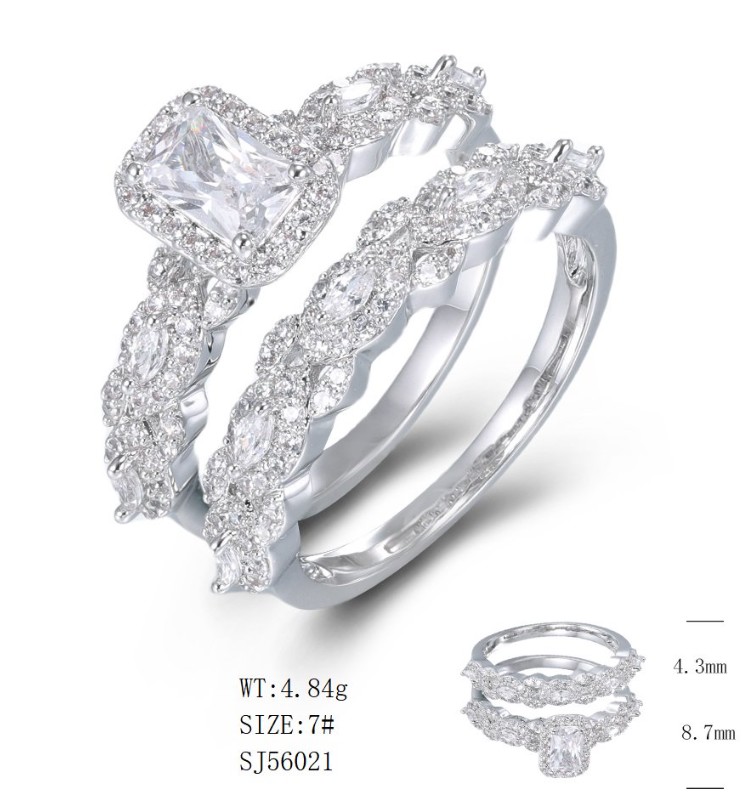 SJ56021, Ladies' Moissanite Ring, S925, Rhodium Plated, White, 5.16g