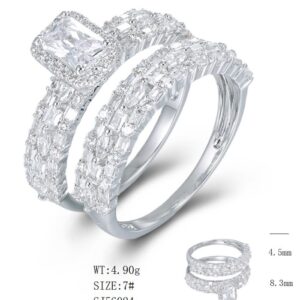 SJ56024, Ladies' Moissanite Ring, S925, Rhodium Plated, White, 5.63g