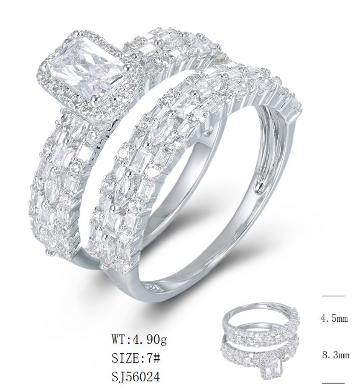 SJ56024, Ladies' Moissanite Ring, S925, Rhodium Plated, White, 5.63g