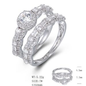 SJ55946, Ladies' Moissanite Ring, S925, Rhodium Plated, White, 5.26g