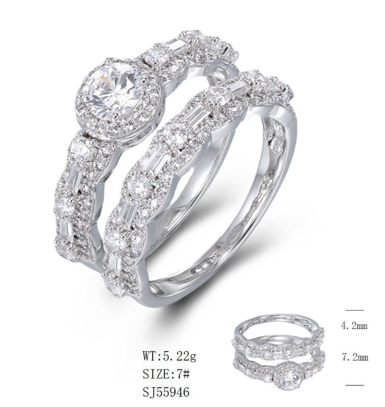 SJ55946, Ladies' Moissanite Ring, S925, Rhodium Plated, White, 5.26g