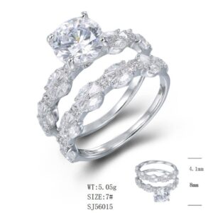 SJ56015, Ladies' Moissanite Ring, S925, Rhodium Plated, White, 5.44g