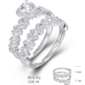 SJ56016, Ladies' Moissanite Ring, S925, Rhodium Plated, White, 6.13g