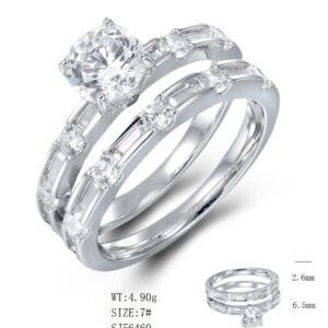 SJ56460, Ladies' Moissanite Ring, S925, Rhodium Plated, White, 4.78g